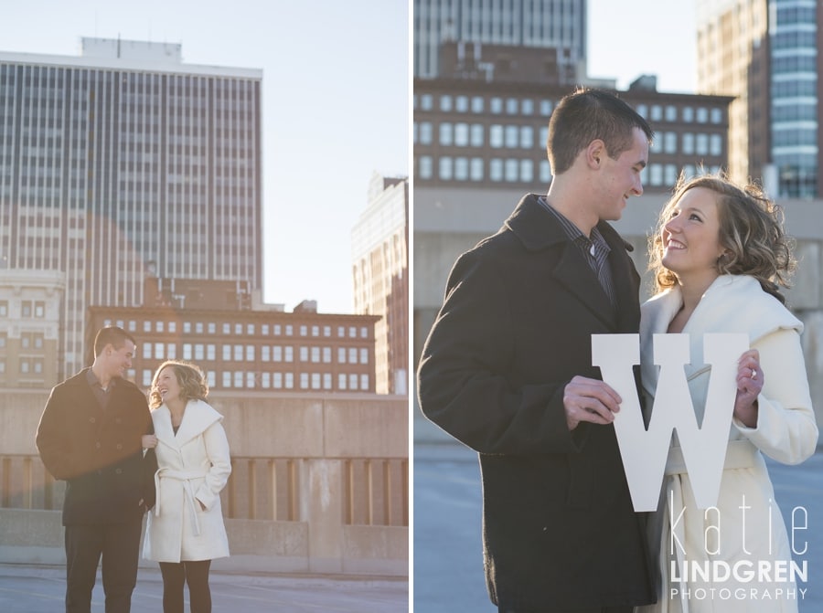 Downtown Des Moines Engagement Photos