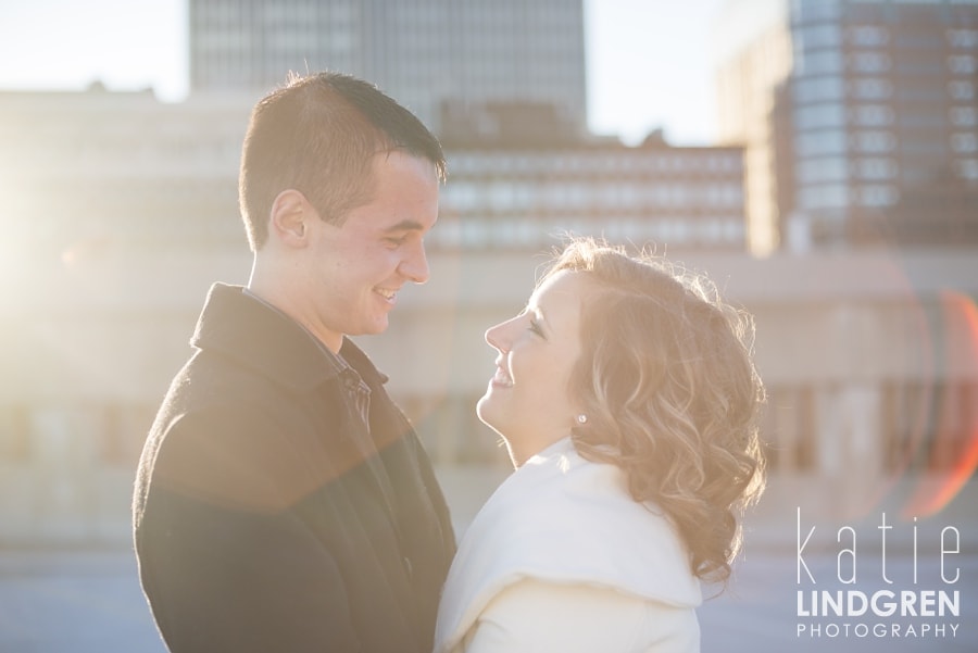 Downtown Des Moines Engagement Photos