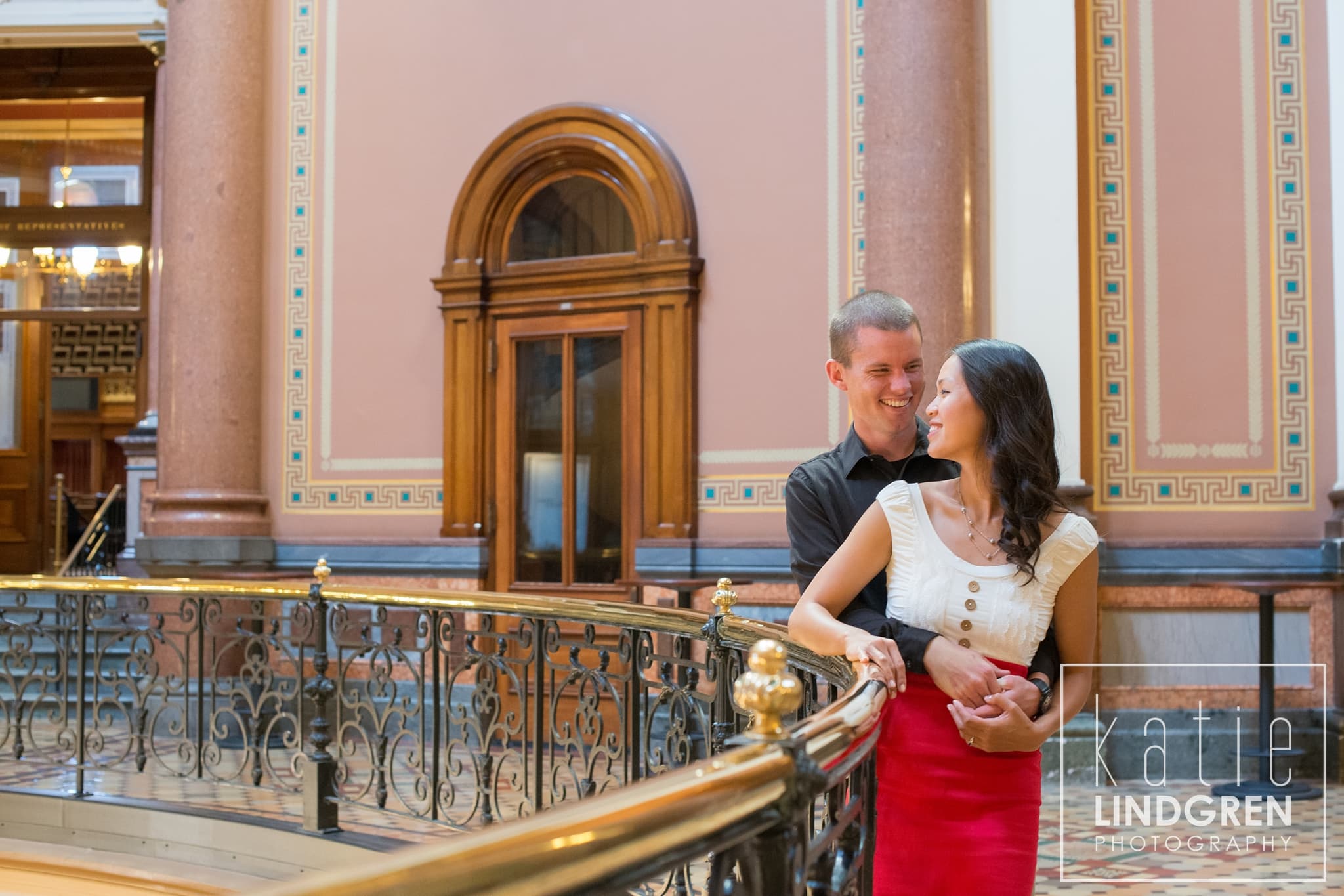 Downtown Des Moines Iowa Engagement Photographer