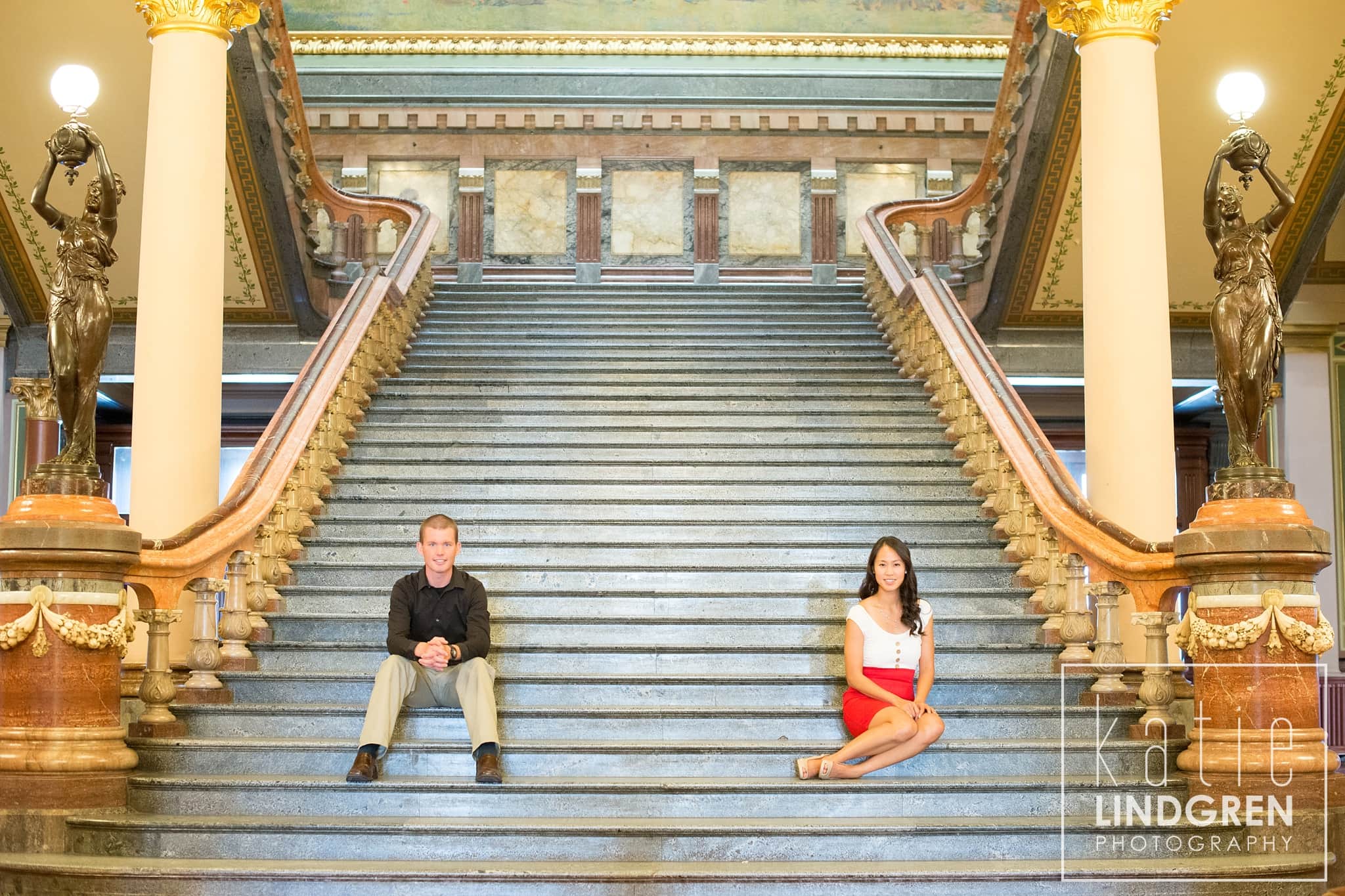 Downtown Des Moines Iowa Engagement Photographer