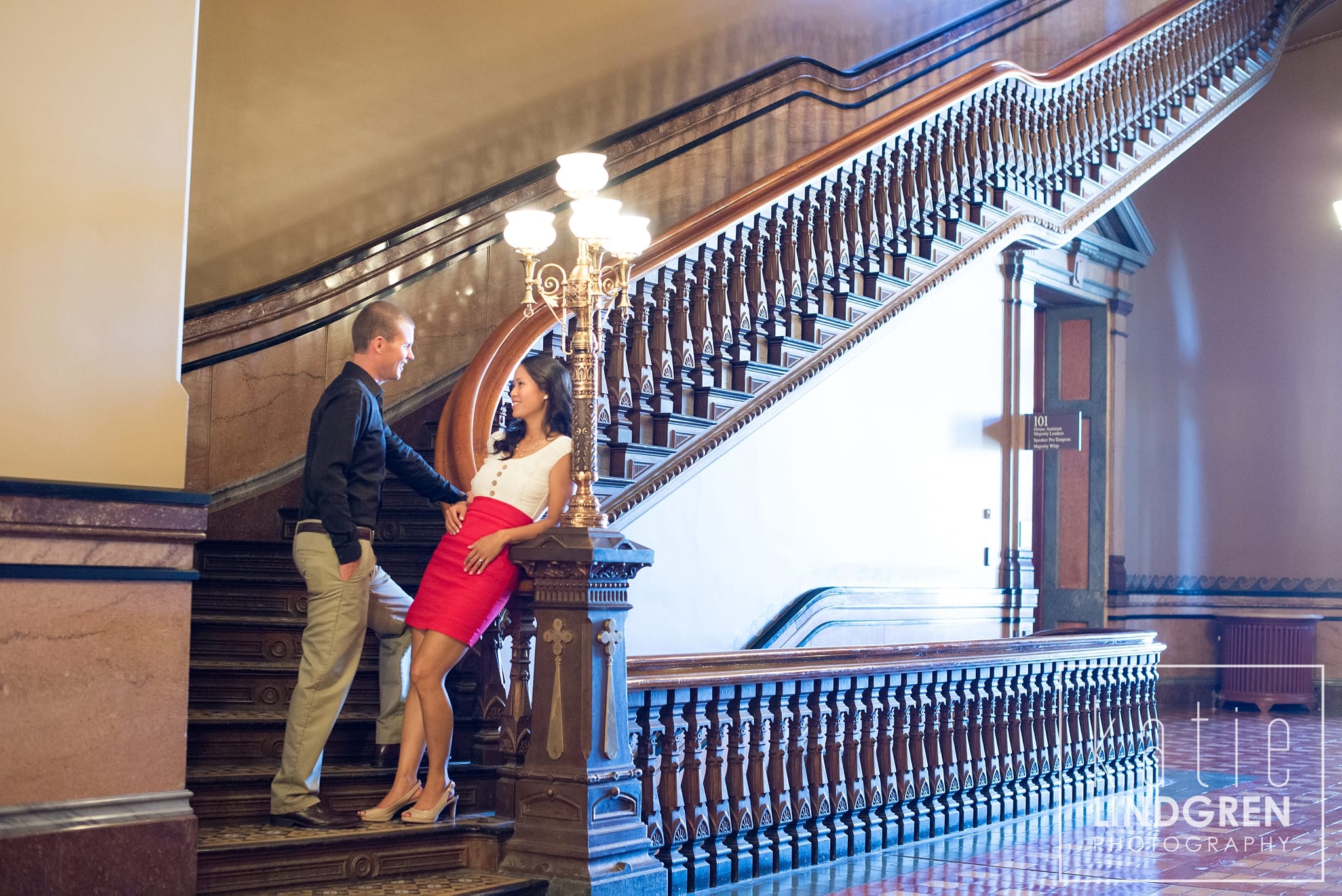 Downtown Des Moines Iowa Engagement Photographer