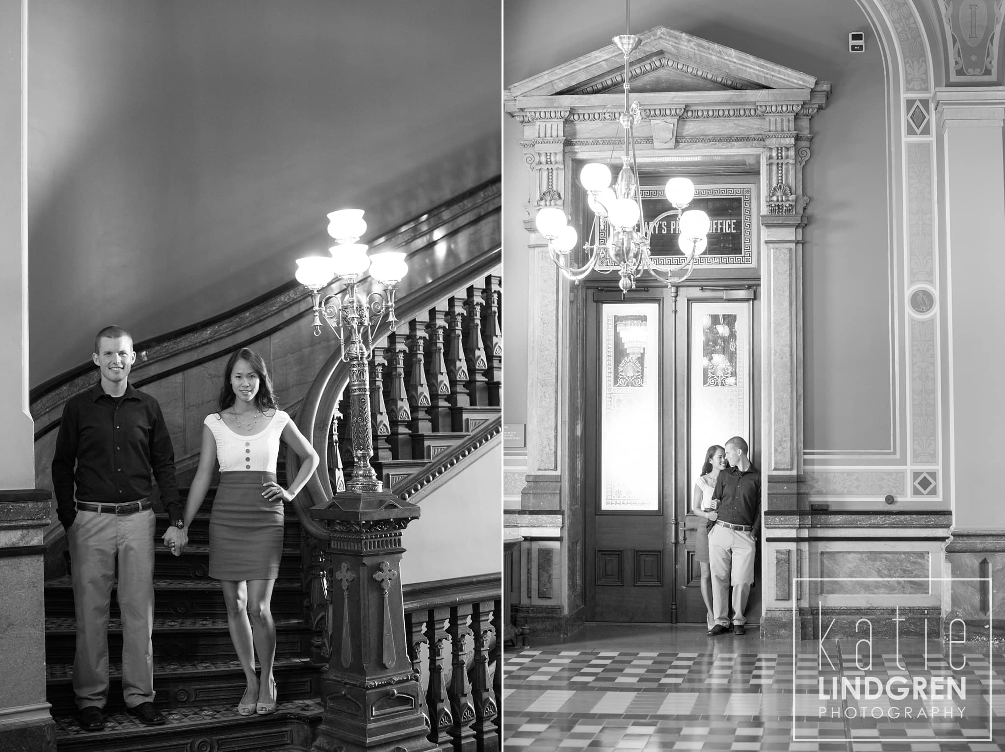 Downtown Des Moines Iowa Engagement Photographer