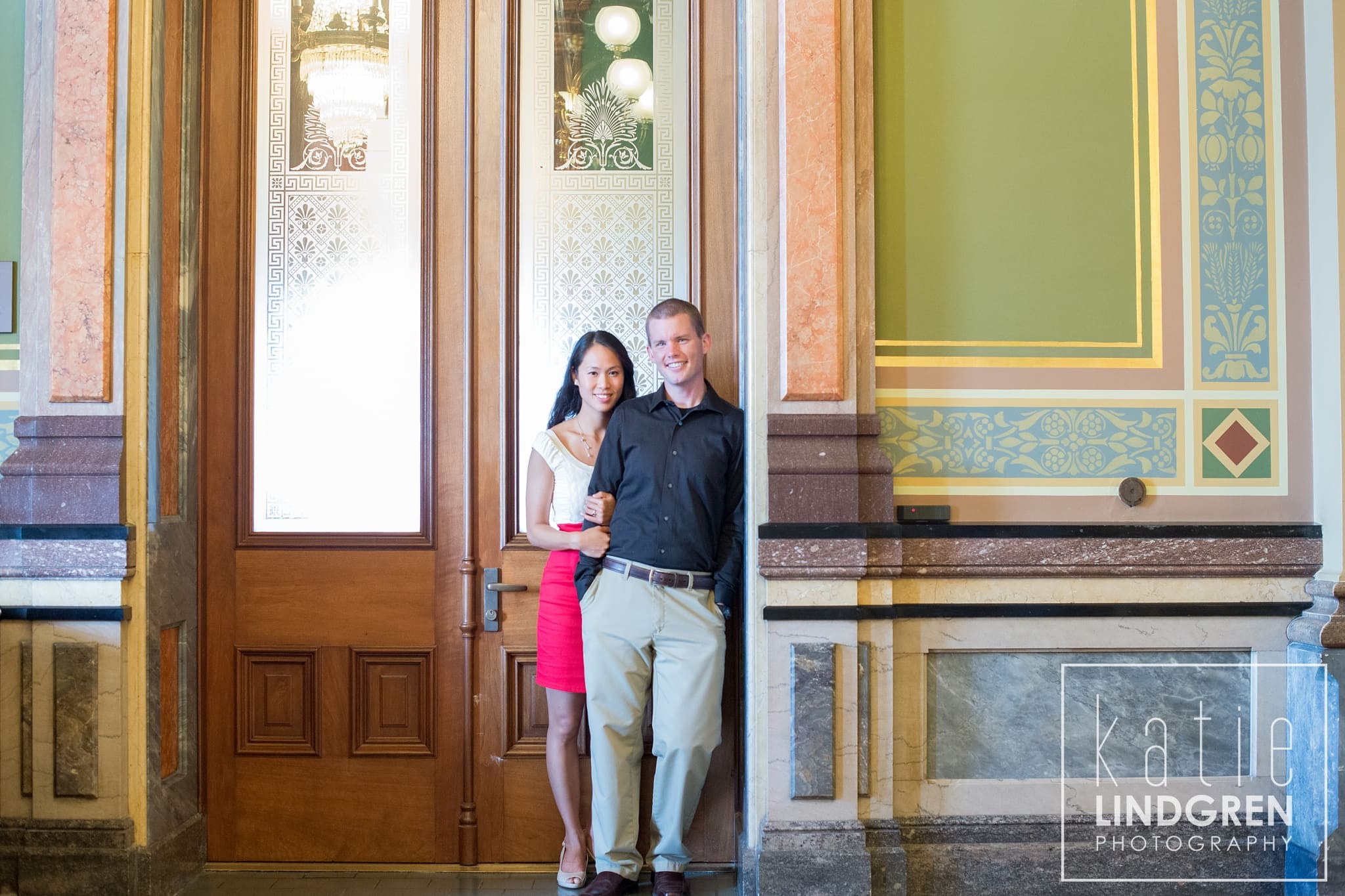 Downtown Des Moines Iowa Engagement Photographer