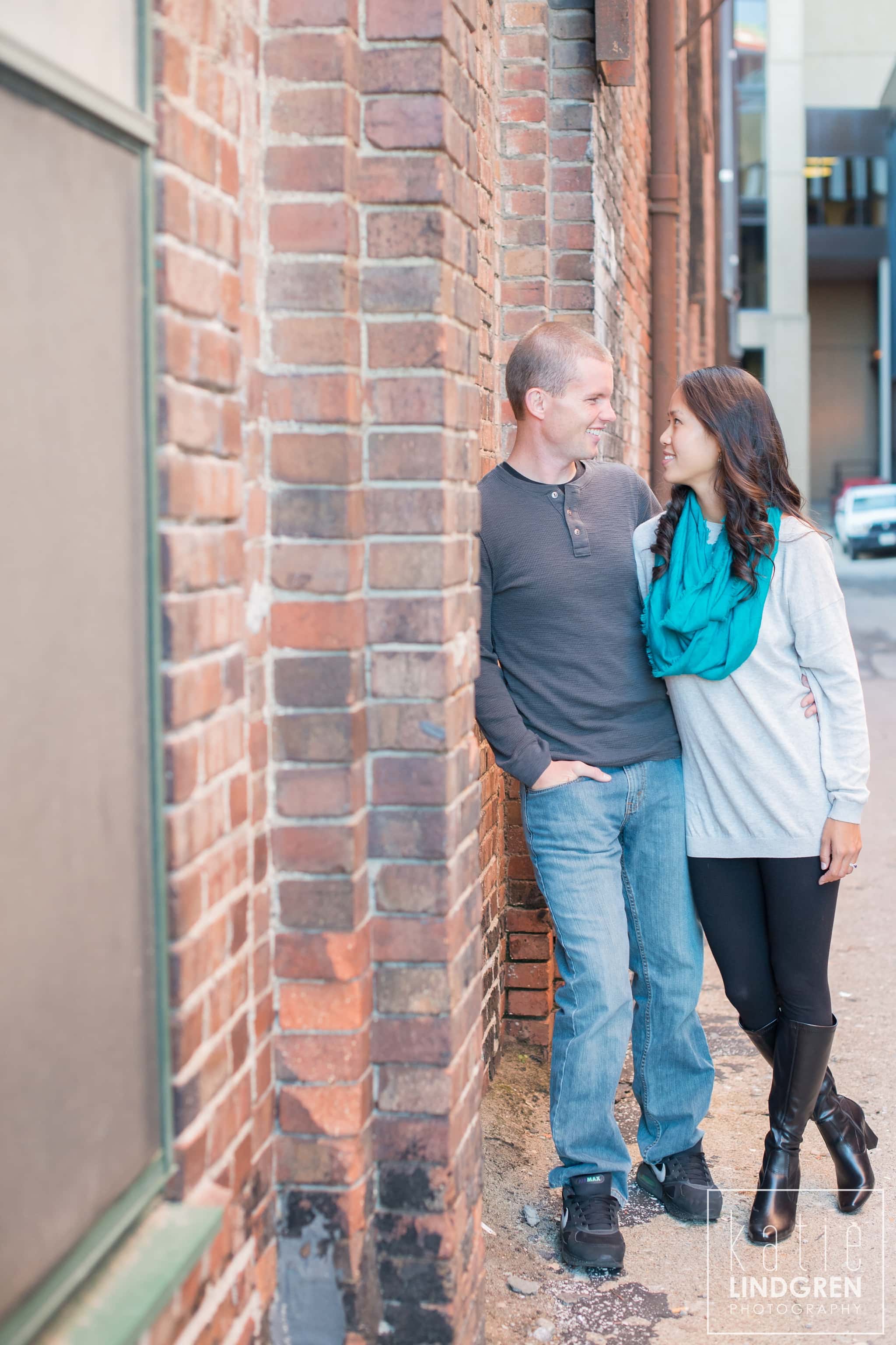 Downtown Des Moines Iowa Engagement Photographer