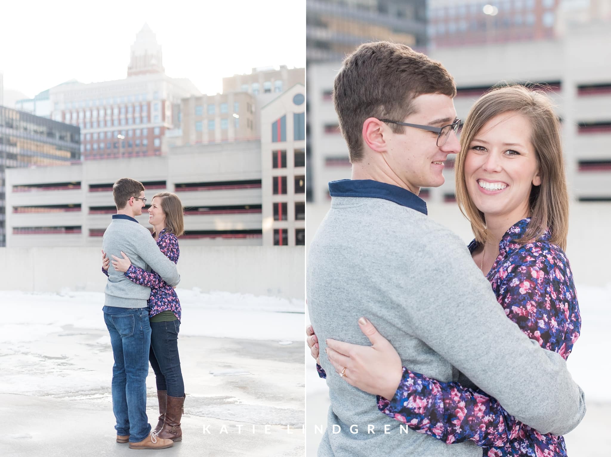 Downtown Des Moines Engagement Photos