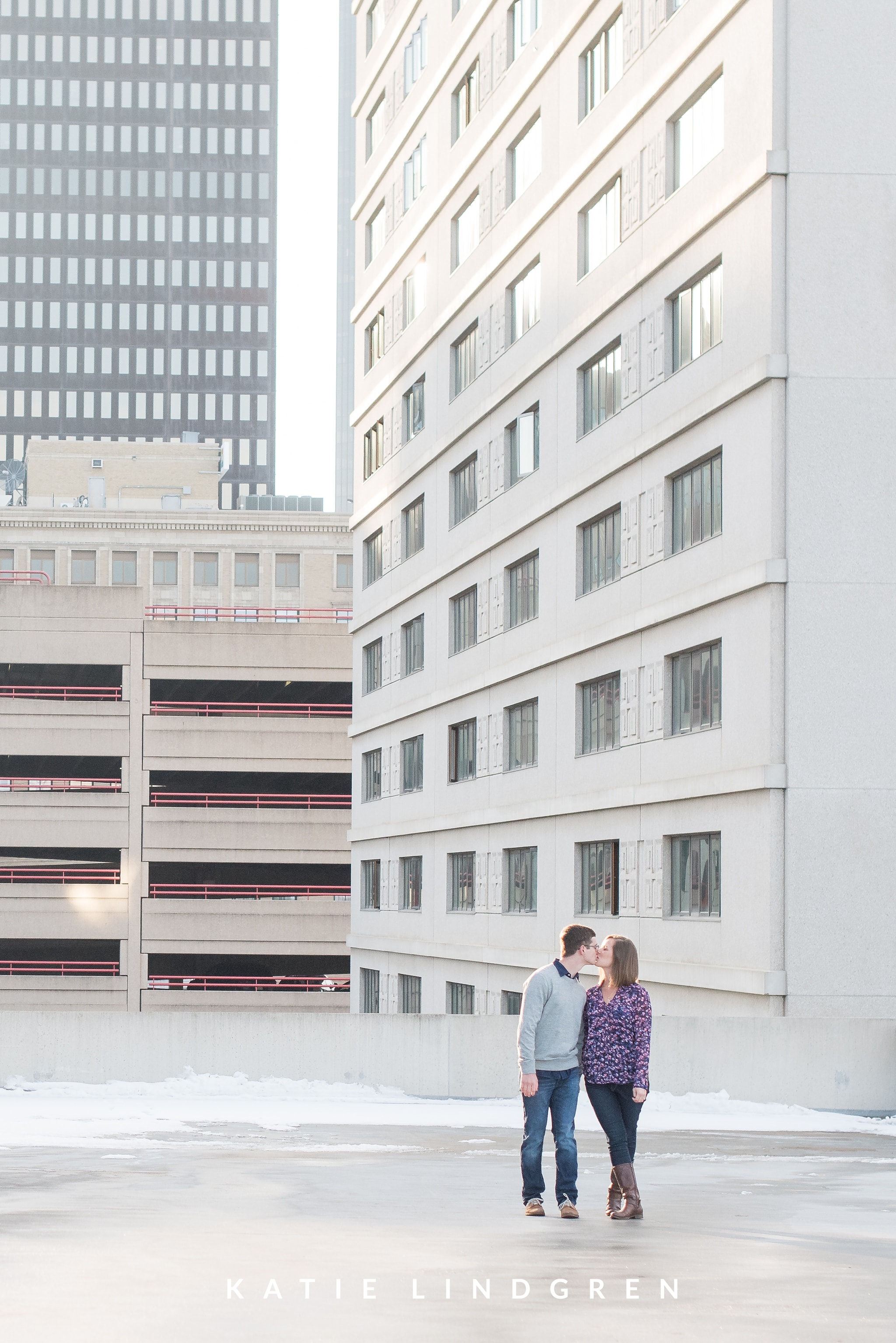 Downtown Des Moines Engagement Photos